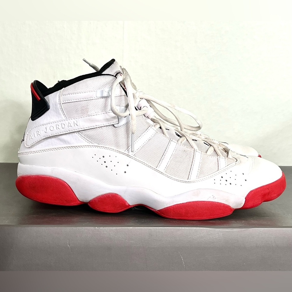 Air Jordan 6 Rings White and Red Sneakers